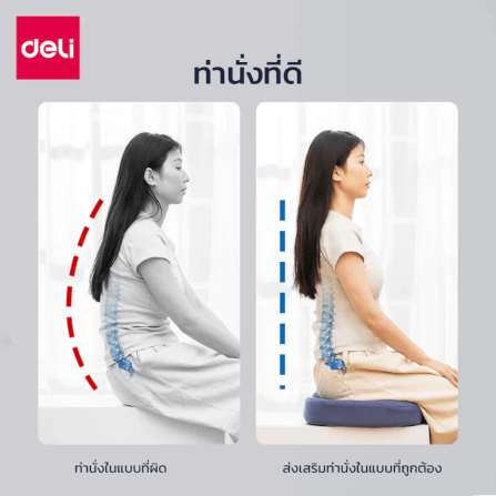เบาะรองหลังเพื่อสุขภาพ DELI VS753-BK-01 สีดำ ขนาด 32X34X12 CM_3